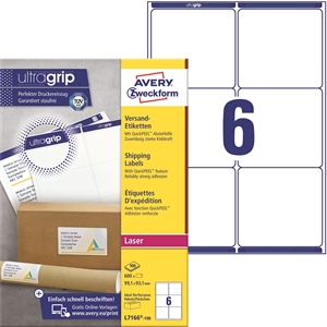 Avery L7166-100 Verzendlabels 99,1 x 93,1 mm QP+UG mm, 600 stuks.